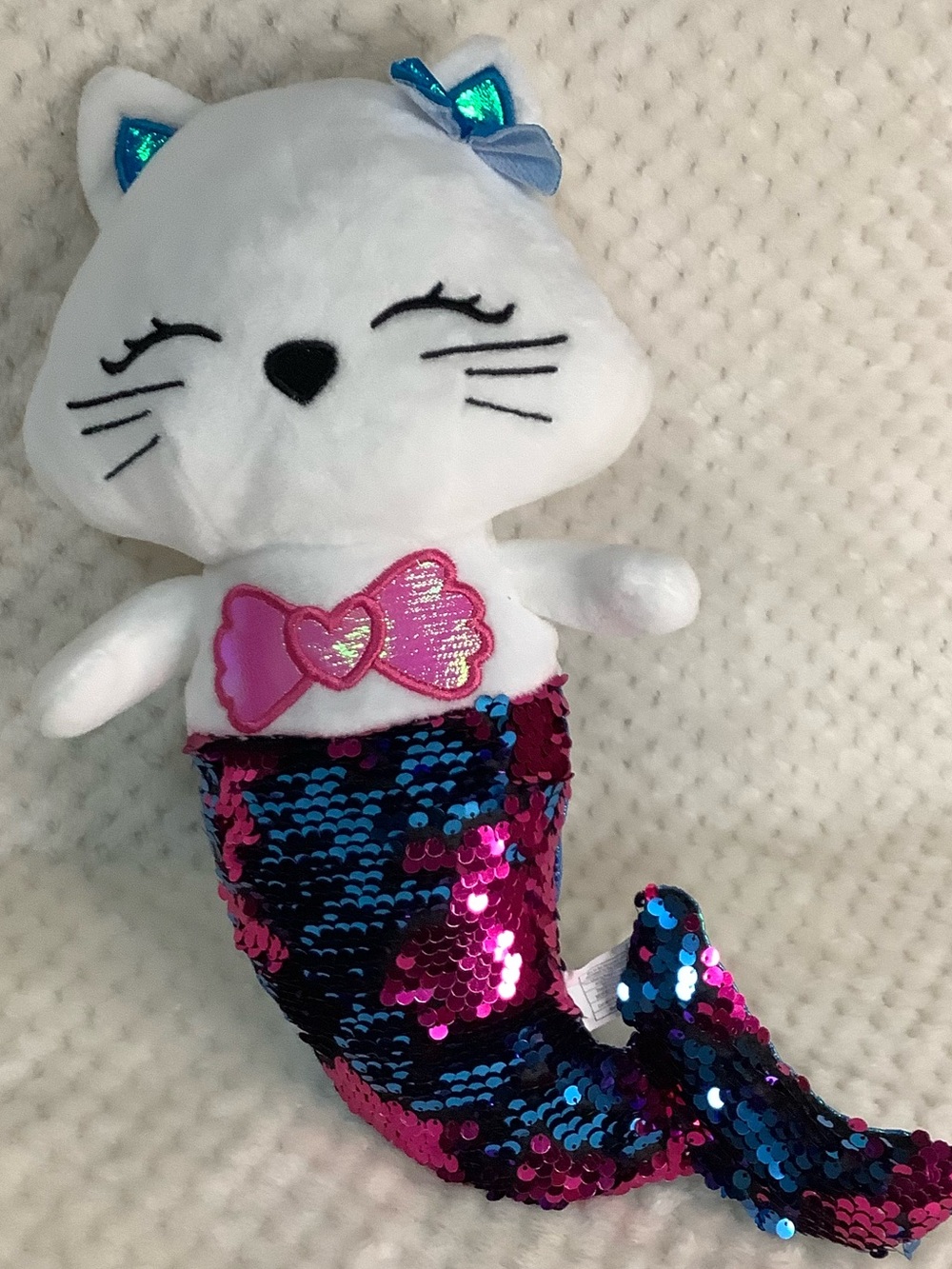 Unbranded Plush Sequin Kitty Cat Mermaid Stuffed Animal Toy READ